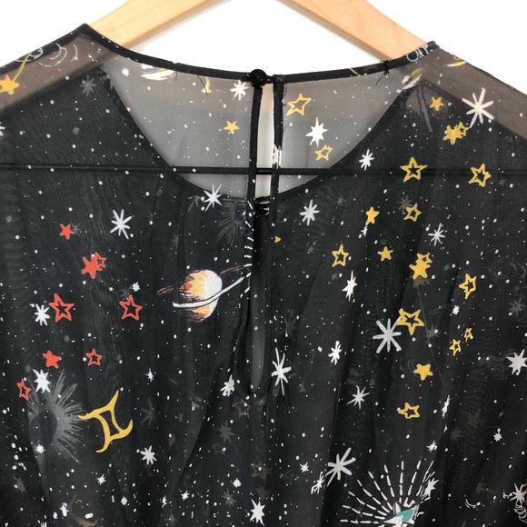 RARE Zara Astrology Midi Dress long sleeve navy dress unlined smocked sleeves - Picture 12 of 12